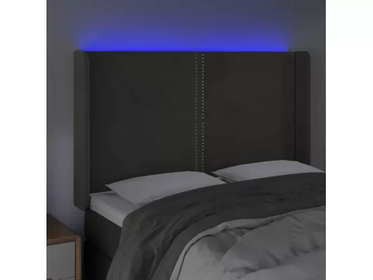 Kauf Unique LED Kopfteil Dunkelgrau 147x16x118/128 cm Samt Günstiger Verkauf