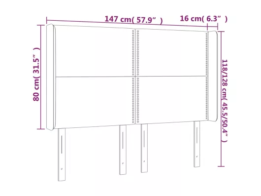 Kauf Unique LED Kopfteil Dunkelgrau 147x16x118/128 cm Samt Günstiger Verkauf