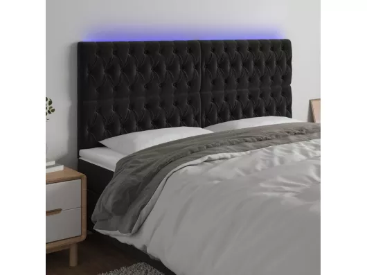 Kauf Unique LED Kopfteil Schwarz 200x7x118/128 cm Samt