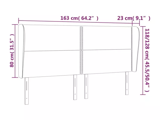 Kauf Unique Kopfteil mit Ohren Dunkelgrau 163x23x118/128 cm Stoff Kostenloser Versand