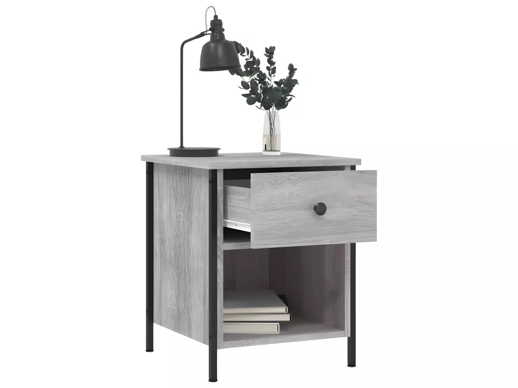 Kauf Unique Nachttisch Grau Sonoma-Eiche 40x42x50 cm Holzwerkstoff Großer Ausverkauf