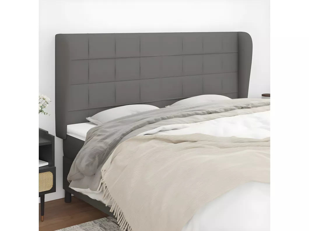 Kauf Unique Kopfteil mit Ohren Dunkelgrau 163x23x118/128 cm Stoff Flash Sale