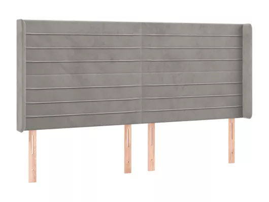 Kauf Unique LED Kopfteil Hellgrau 203x16x118/128 cm Samt Begrenztes Angebot