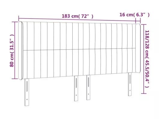 Kauf Unique LED Kopfteil Hellgrau 183x16x118/128 cm Stoff Preisnachlass