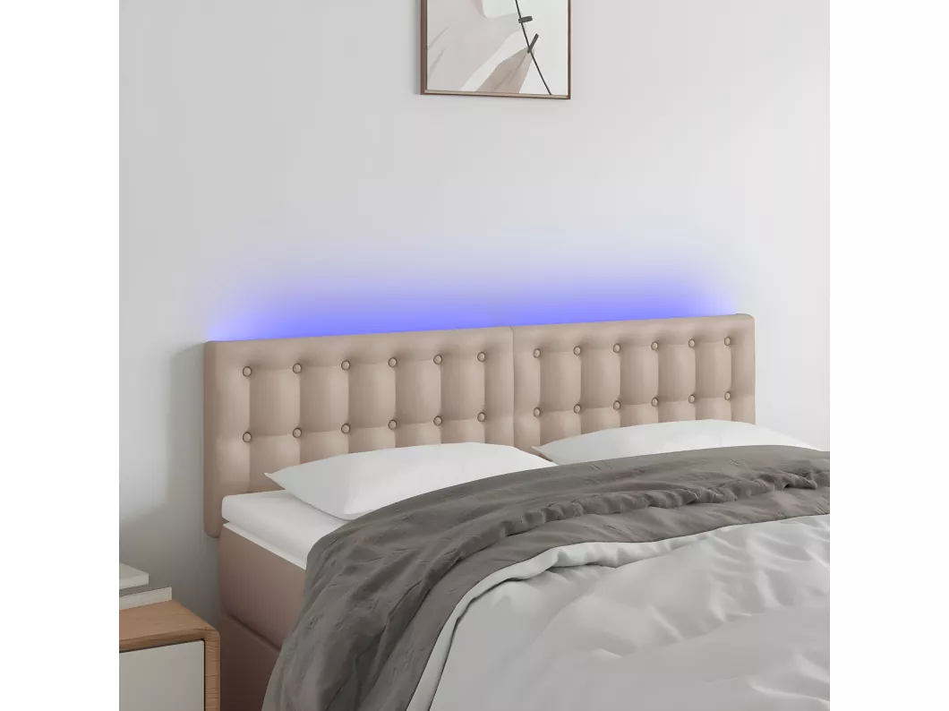 Kauf Unique LED Kopfteil Cappuccino-Braun 144x5x78/88 cm Kunstleder Zeitlich begrenztes Angebot