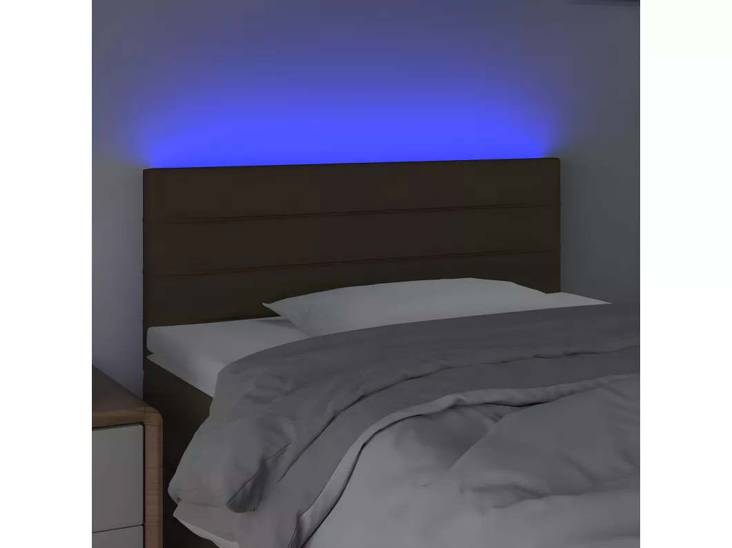 Kauf Unique LED Kopfteil Dunkelbraun 100x5x78/88 cm Stoff Große Rabatte
