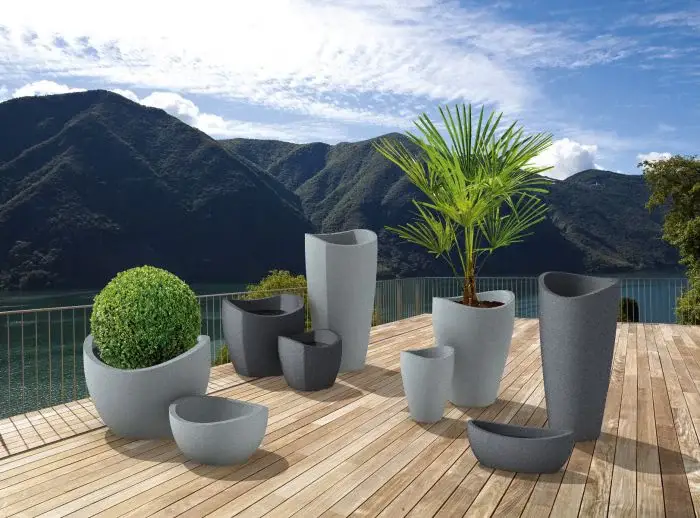 Scheurich Wave Globe Cubo Pflanzgefäß 256 - Schwarz-Granit/40 zollfrei