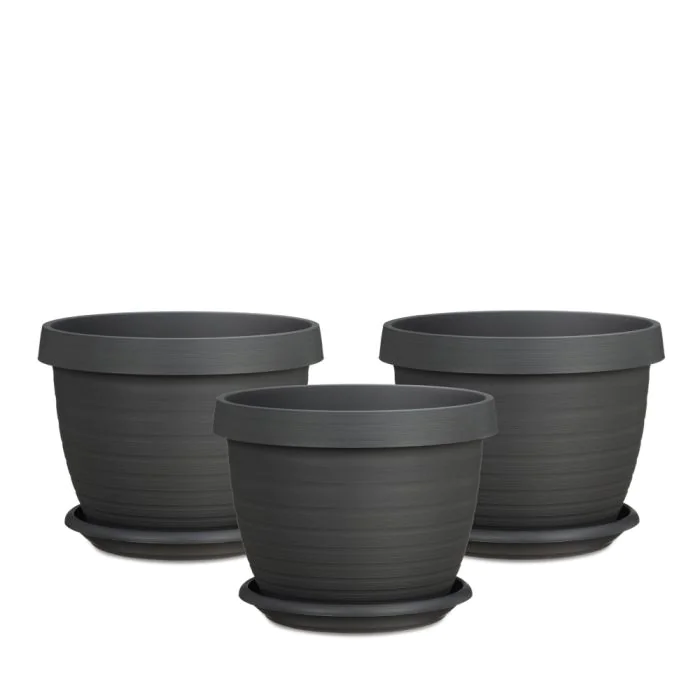 Scheurich Country Star 3er Set Blumentöpfe mit Untersetzern - Metallic Grey Wochenangebot